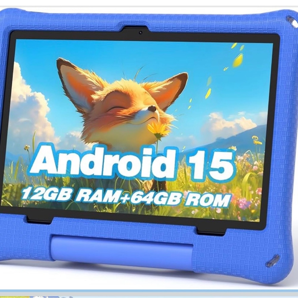 Blue Tablet with Protective Case-Tablet, 10.1 Inch Android 15 Tablet